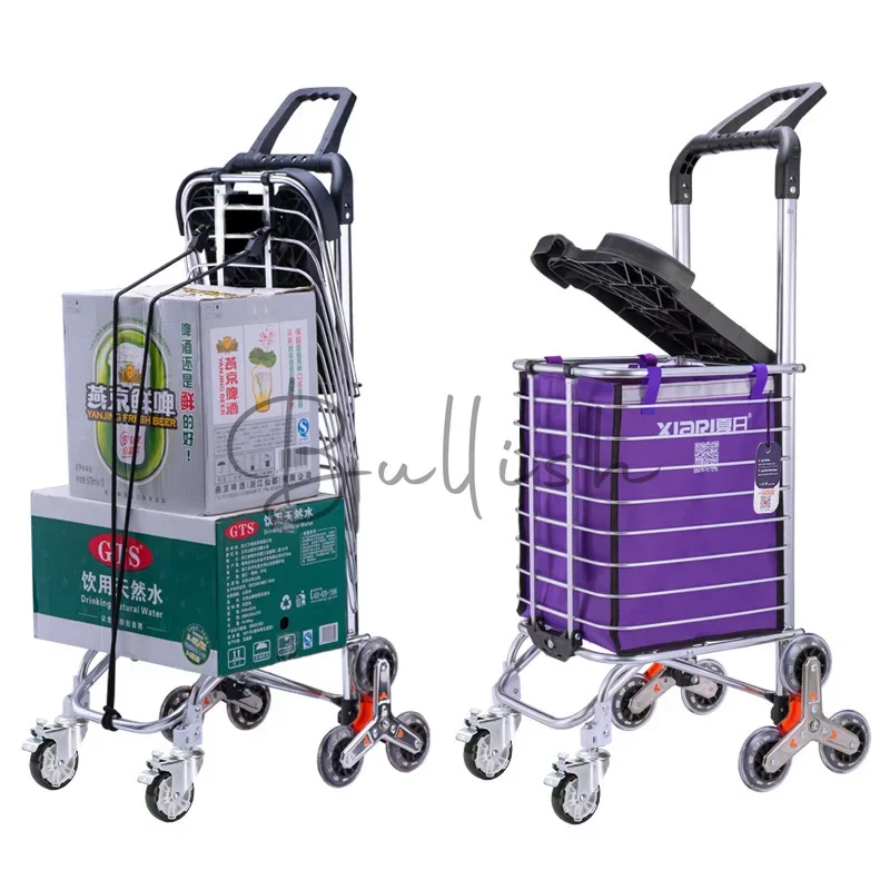 Shopping cart can sit and climb stairs folding trolley household trolley