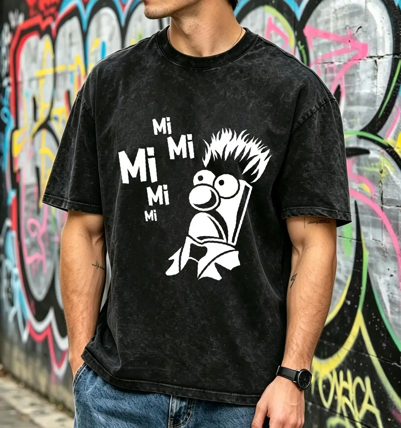 washed T Shirt Mimimi With Mr Beaker Satire Parody Patter Comedy Fun Funny vintage Washed fashion streetwear Stylish