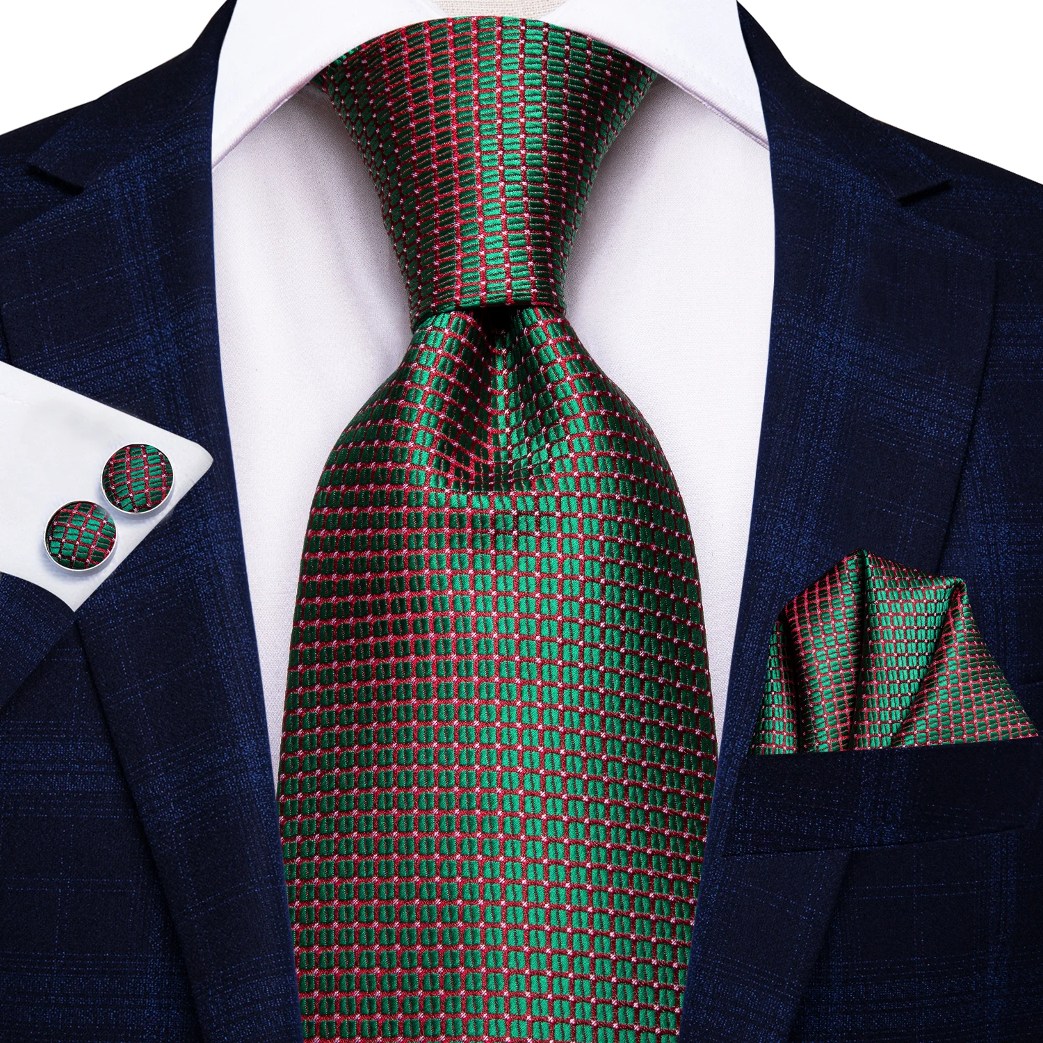 Cravatta da sposa in seta Paisley solida verde acqua Hi-Tie per uomo Cravatta da uomo con gemelli Hanky di qualità design alla moda Set cravatta