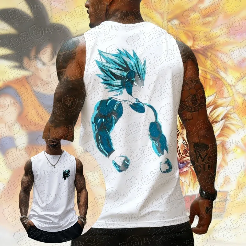 2026 Summer Dragon Ball Goku Oversized Anime Print Men's Sleeveless T-Shirts Workout Vest Summer Quick-dry Lightweight - view 3