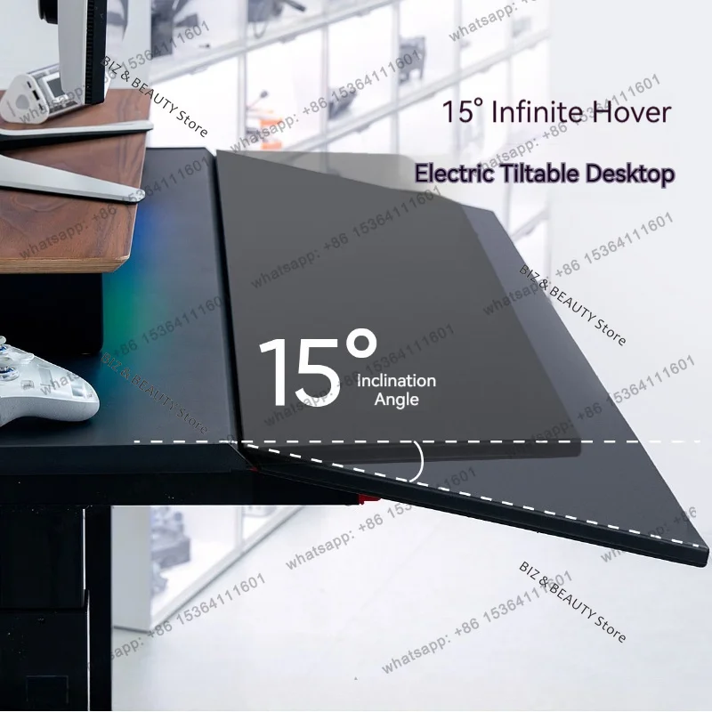 FG Multi-Functional Electric Standing Desk Monitor Mount & Tilt Function Height Adjustable Gaming Desk & Workstation Furniture J 6