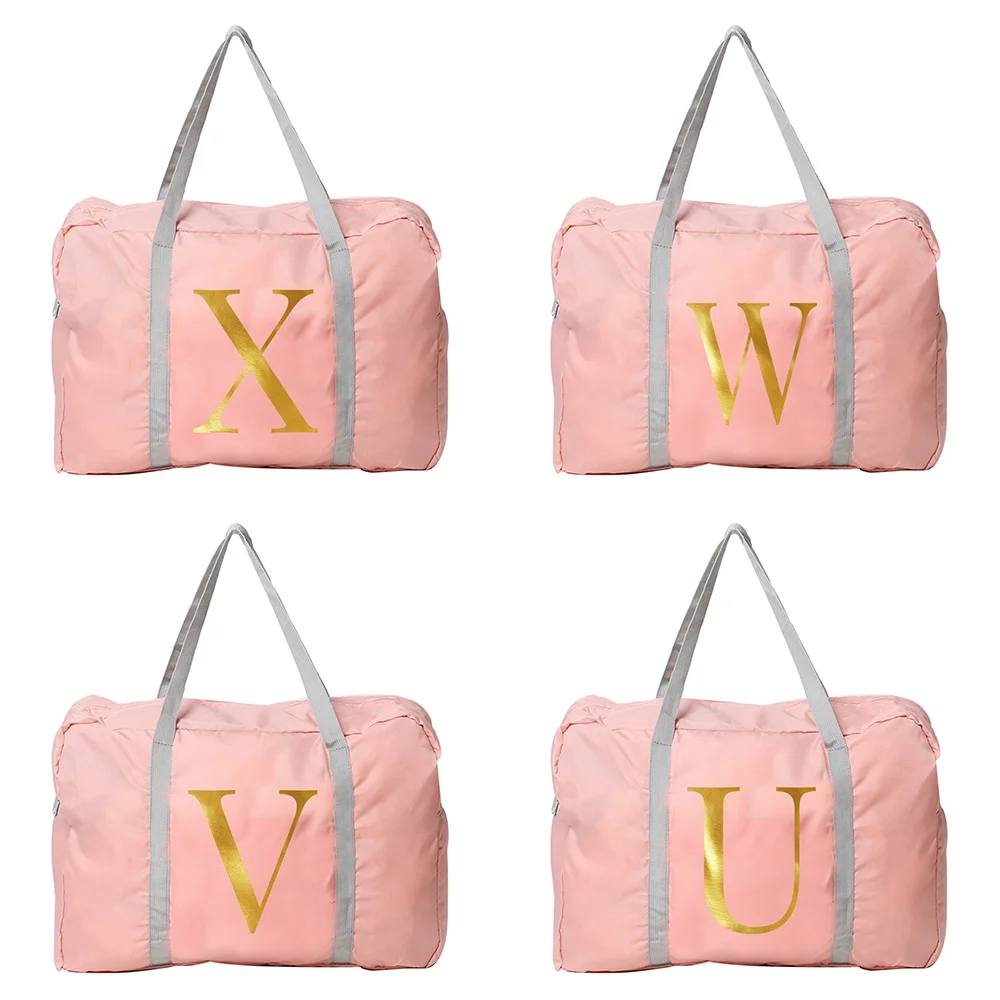 Foldable Large-capacity Unisex Fashion Luggage Travel Tote Bag Letter Pattern Travel Bag