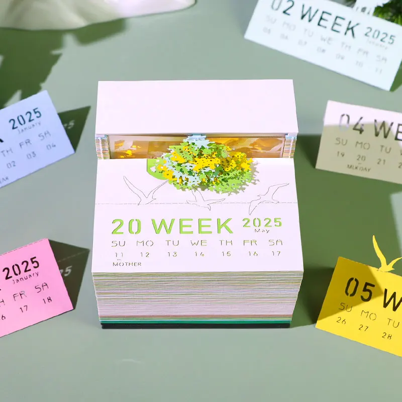 

New Product 3D Memo Pad Custom Logo Desk Calendar Magic Tree Christmas Tree Notepad Bookmarks Stationery Gift Set Birthday Items