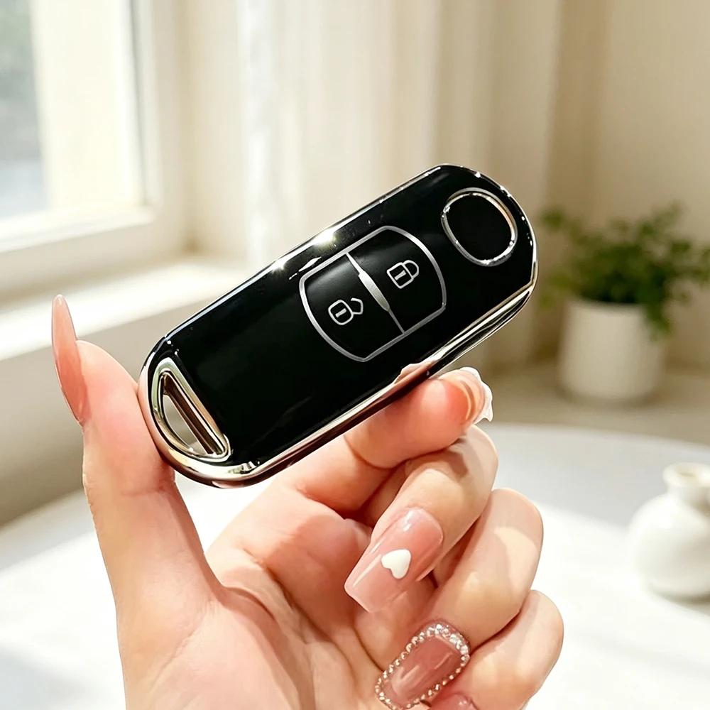 2 Buttons Silver Line TPU Car Key Case Cover For MAZDA 2 3 5 6 CX-3 CX-5 CX-7 CX-9 Atenz Speed Miata MX5 Axela CX4