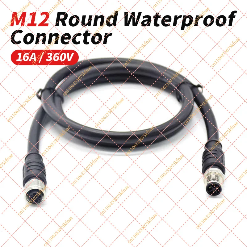 M12 4-Pin S-Code Power Connector - Male to Female Cable Assembly for Industrial Automation & Aviation Applications