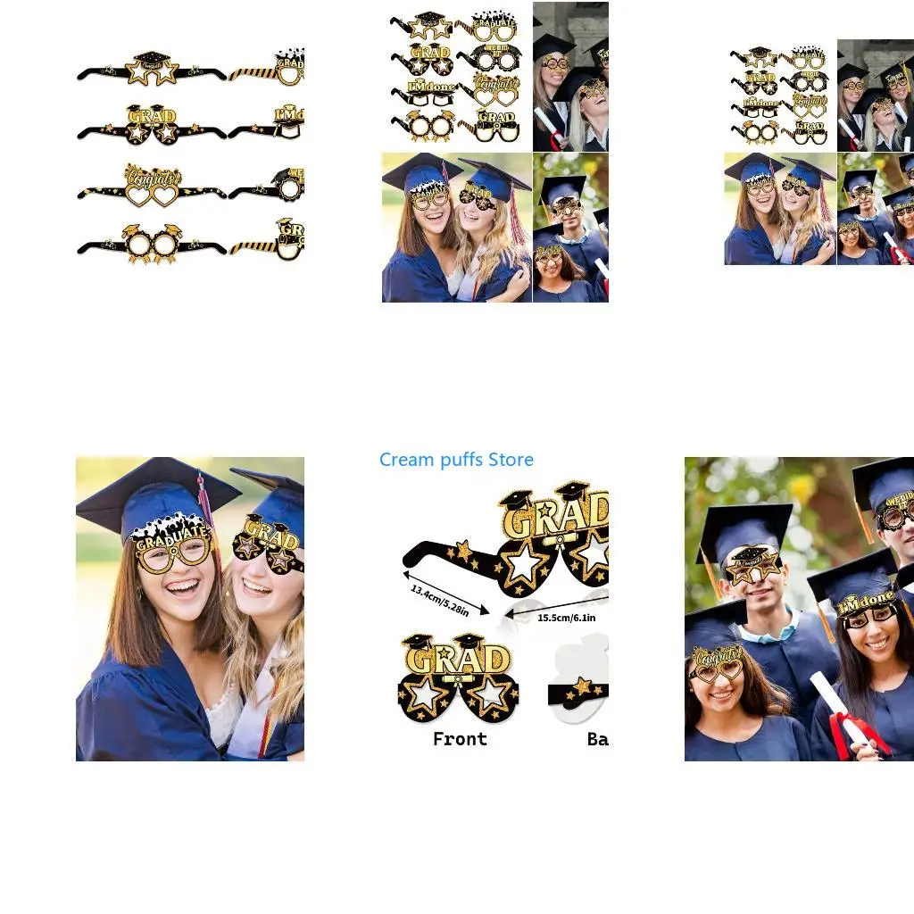 50LE 8Pcs Graduation Eyeglasses 2026,Graduation Glasses 2026 Graduation Decorations Class of 2026 Graduation Photo Booth Prop