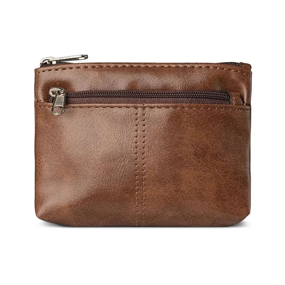 กระเป๋าใส่บัตรและเหรียญหนัง PU วินเทจแบบยูนิเซ็กซ์  กระเป๋าใส่กุญแจแบบซิป  กระเป๋าใส่บัตรธนาคารสำหรับผู้หญิง  กระเป๋าใส่เหรียญขนาดเล็ก  ที่ใส่บัตร