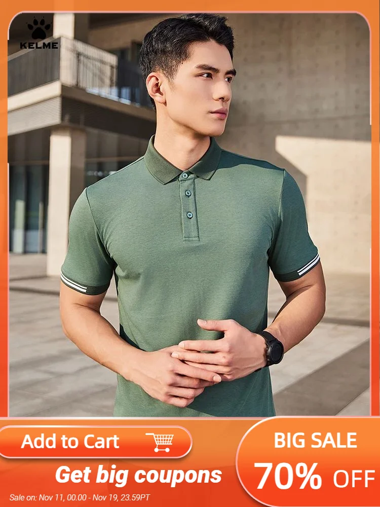 

Kelme Men's Comfortable Polo Shirt Business Lapel T-shirt Outdoor Sports Breathable Short-sleeved Casual Tops