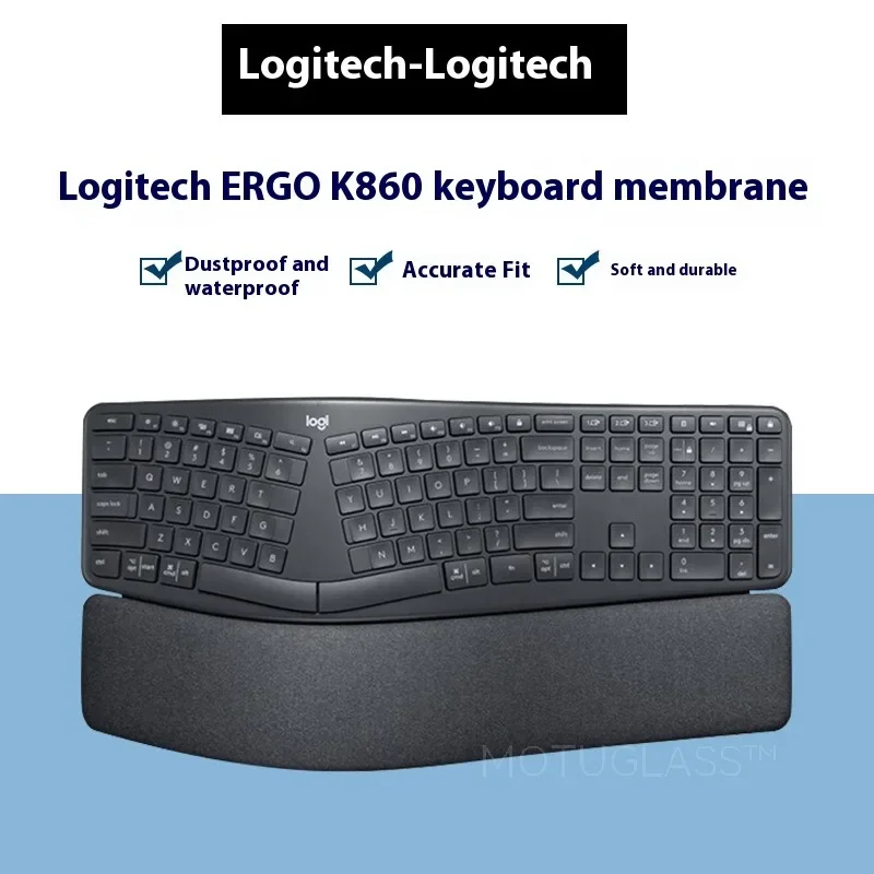 Waterproof Dustproof Skin for Logitech ERGO K860 Split Keyboard with Ergonomic Wrist Rest for Long Hours of Typing