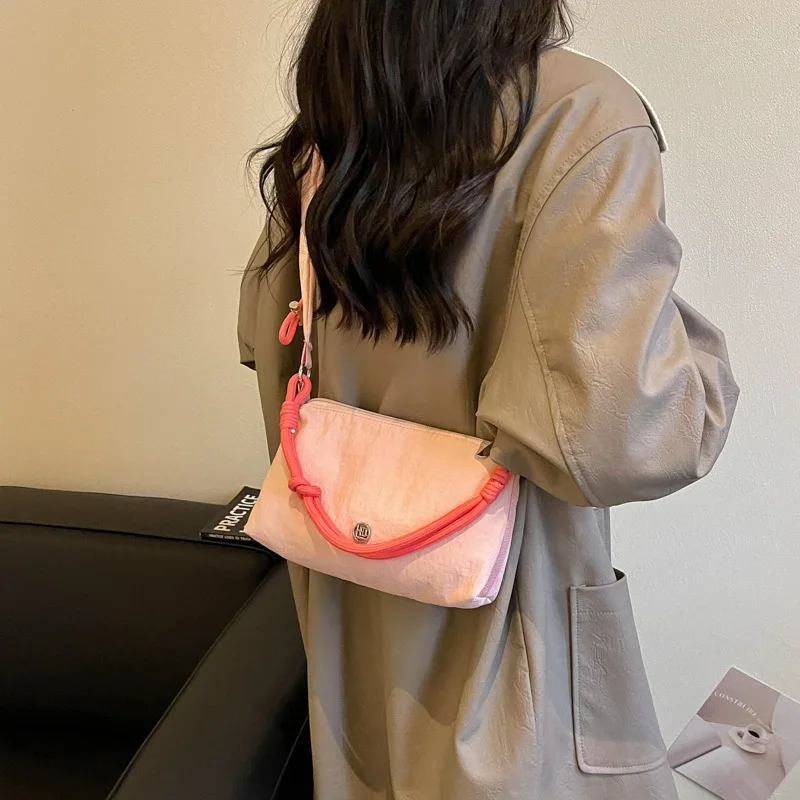 Women Crossbody Shoulder Bag Braided Knotted Rope Textured Pleats Flap Snap Button Lightweight Casual Daily Travel Handbags