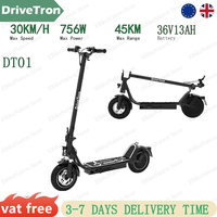DriveTron DT01 Folding Adult E-Scooter: 400W Motor, 30km/h Speed, 36V 13Ah Battery, Long-Range Electric Skateboard.