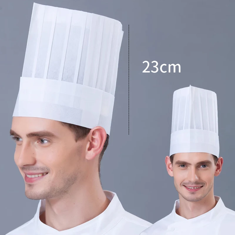 Chapeaux de Chef jetables blancs, 20 pièces, casquettes de cuisine Non tissées, vêtements de travail de Service alimentaire pour les chefs de Restaurant et le personnel de cuisine