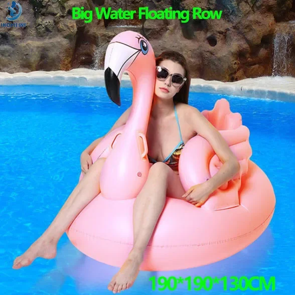 190CM Flamingo Water Inflatable Floating Rows Outdoor Sleeping Wings Flamingo PVC Floating Bed Float Mat Water Air Mattress