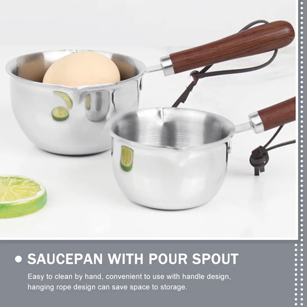 

1pc Stainless Steel Sauce Pan Small Milk With Pour Spouts Oil Boil Cooking Pot For Kitchen Soup Butter Melting Steaming Pot