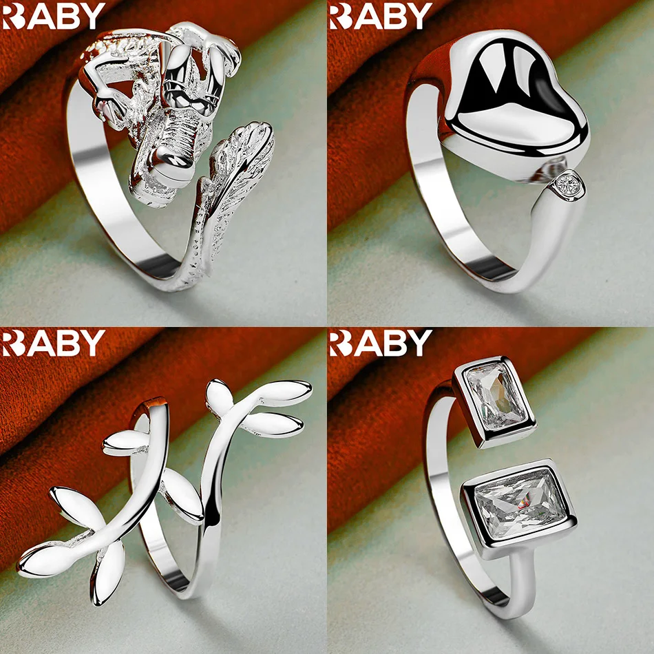 

URBABY 925 Sterling Silver Open Geometric Ring For Women Men Fashion Jewelry Vintage Grace Charm Noble Party Birthday Gifts