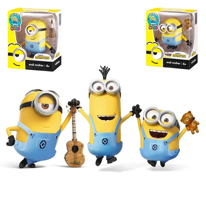 Despicable Me Minions Cartoon Kevin Bob Wall Climbing Doll Figure Kawaii Animation Peripheral Children's Toy Model Ornament Gift