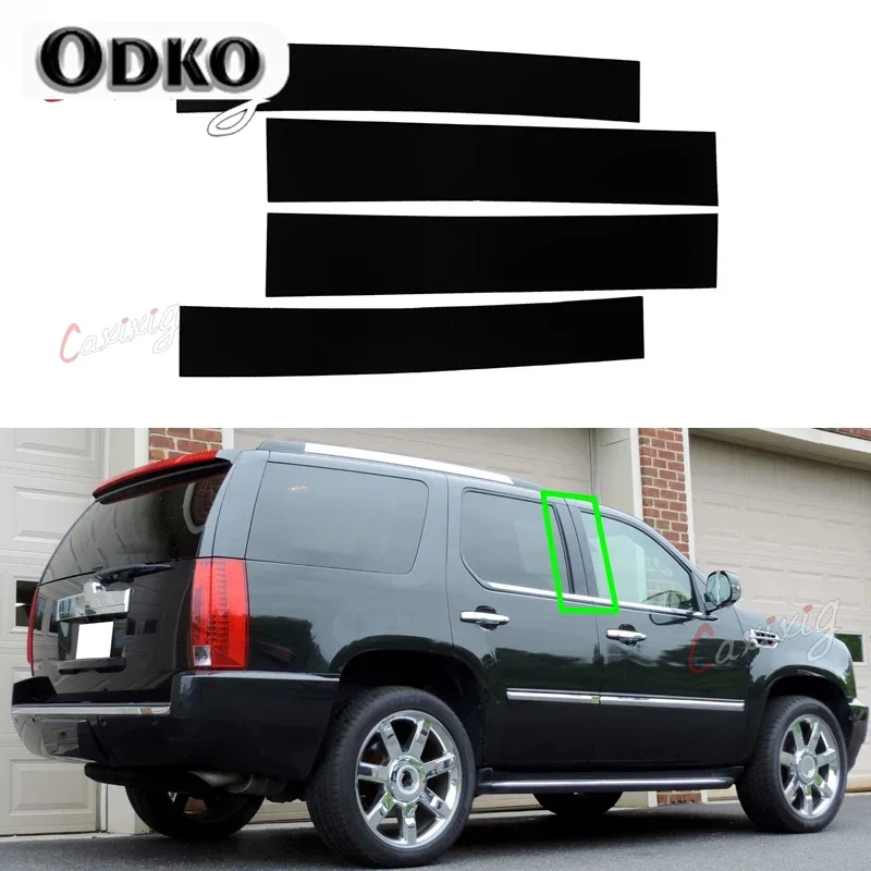 Glossy Black Pillar Posts Window Cover Trims Sticker for Cadillac Escalade 2007 2008 2009 2010 2011 2012 2013 2014 Accessories