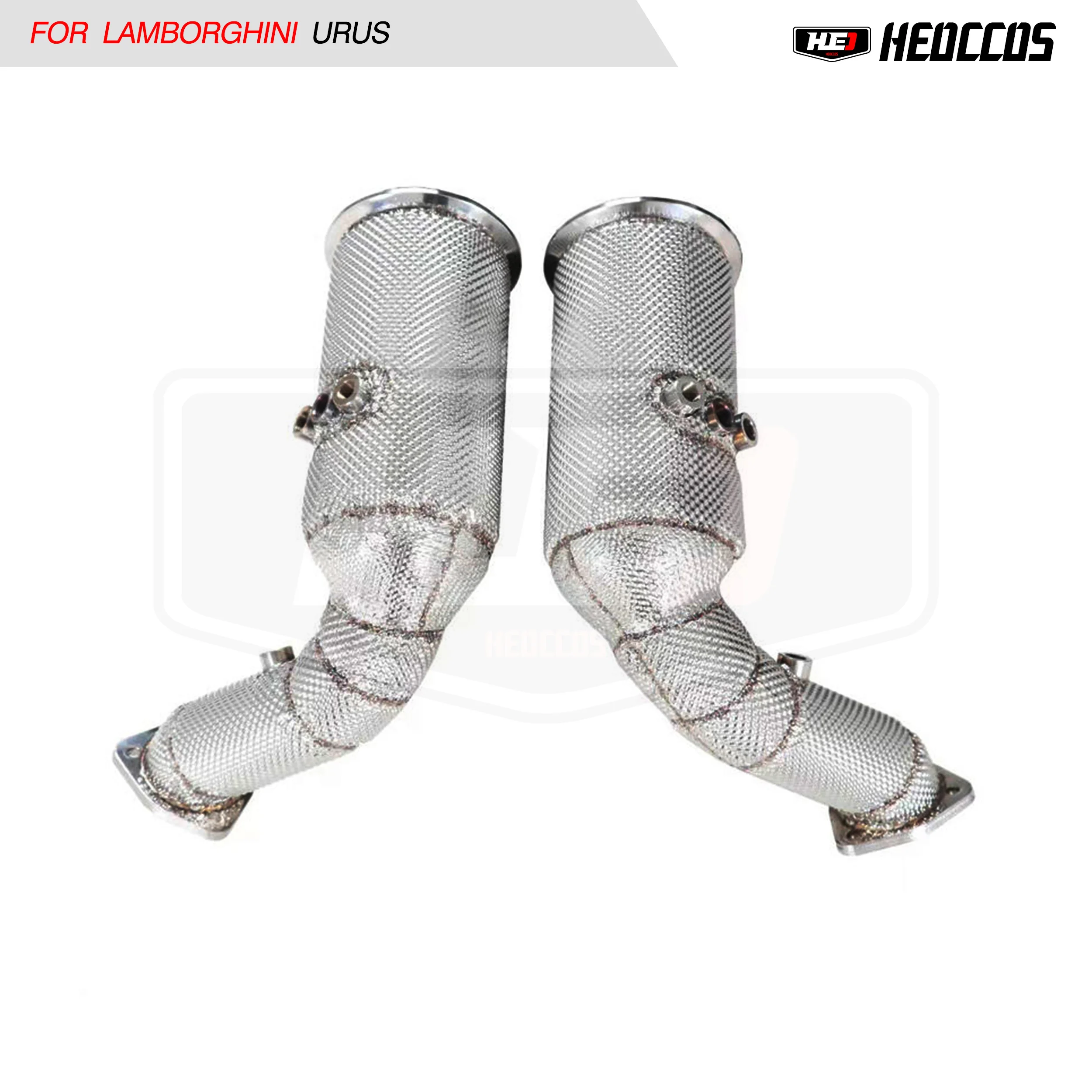 HEO High flow stainless steel 304 performance exhaust downpipe with heat shield for Lamborghini URUS 4.0T