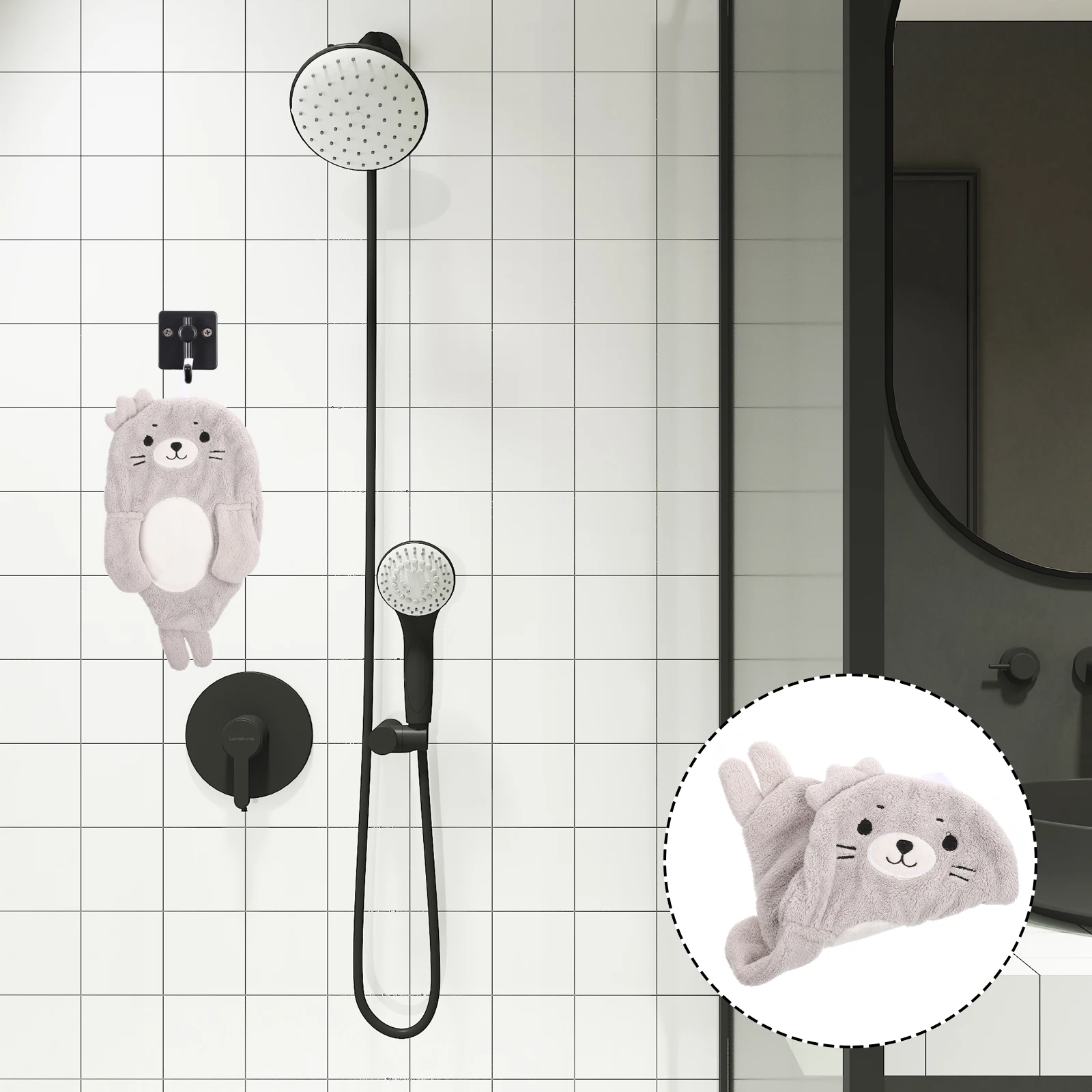 

Adorable Animal Hand Towel Soft Coral Fleece Fast Drying Hanging Design Space Saving for Bathroom Kitchen Wash Cloth Creative