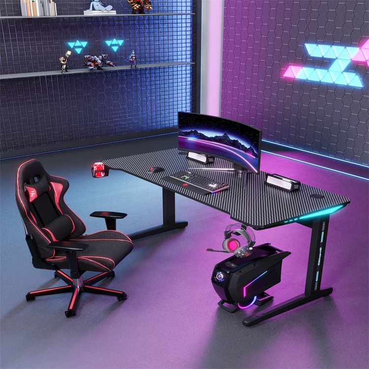 Hot Selling High Quality Motorized Height Adjustable Computer Desk Electric Gaming Table Pc Desk Led