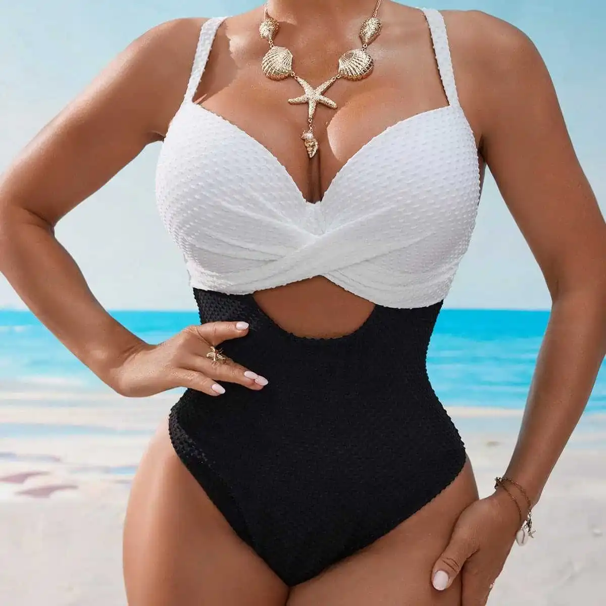 夏休みカットアウトモノキニセクシーカラーブロックワンピース水着ボディコン水着女性用バックレスボディスーツトップス水着