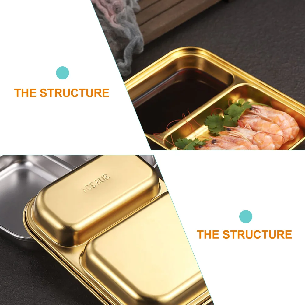 

Stainless Steel Food Divided Plate 304 Safe Material Craftsmanship Dinner Tray Compartment Serving Personal Tableware