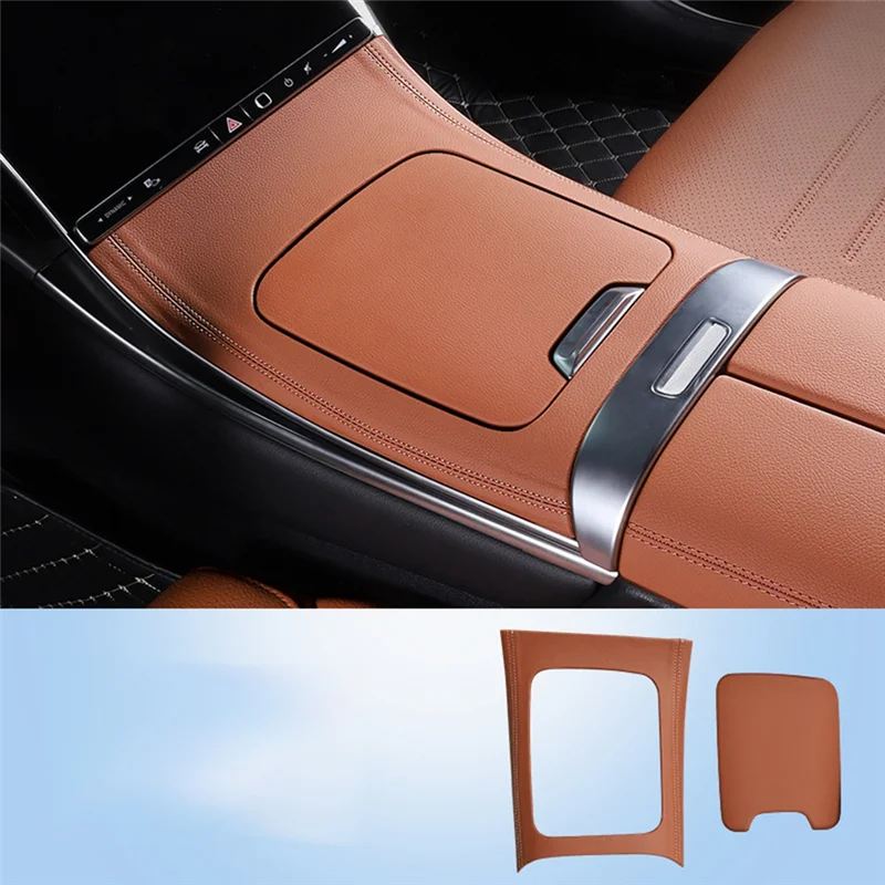 

Car Styling Center Control Panel PU Pad Decorative Cover For Mercedes Benz GLC-Class X254 GLC300L 2023-2024 Parts ,Stone Brown