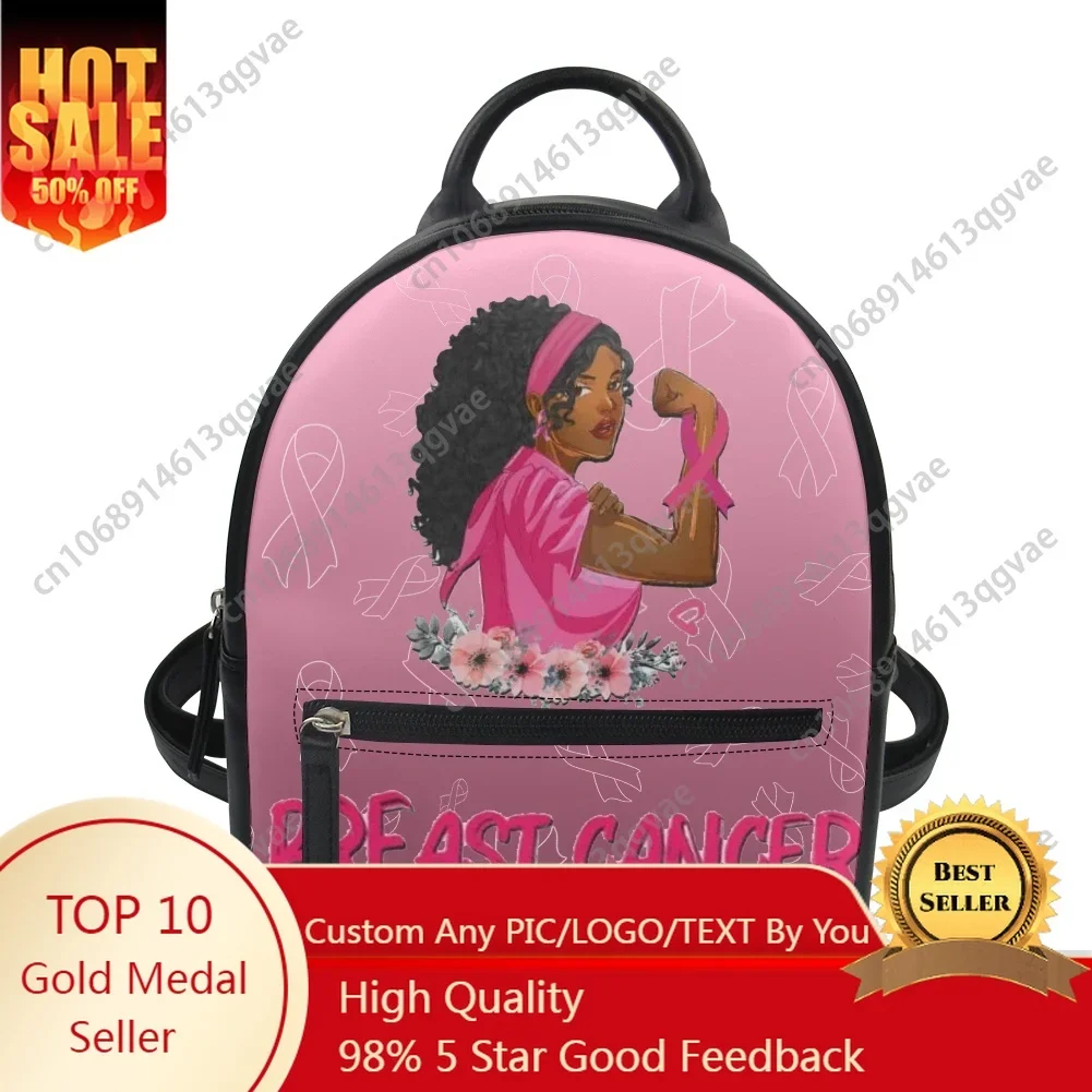 Cancer Survivor Breast Cancer Custom Backpack Purse Women Carter Schoolbags Double Shoulder Bag Mini Daypack Leather Travel Bag