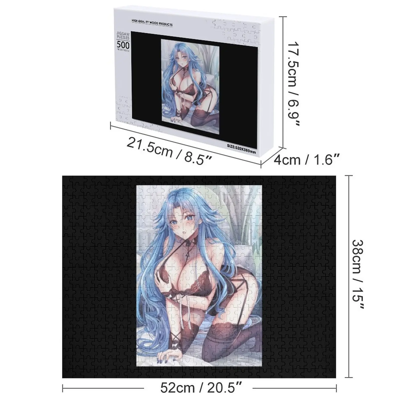 Ecchi Oppai ملابس داخلية مثيرة للفتيات أنيمي كلاسيكية. أحجية الصور المقطوعة هدايا عيد الميلاد مع اسم الصورة الشخصية لعبة ألغاز خشبية