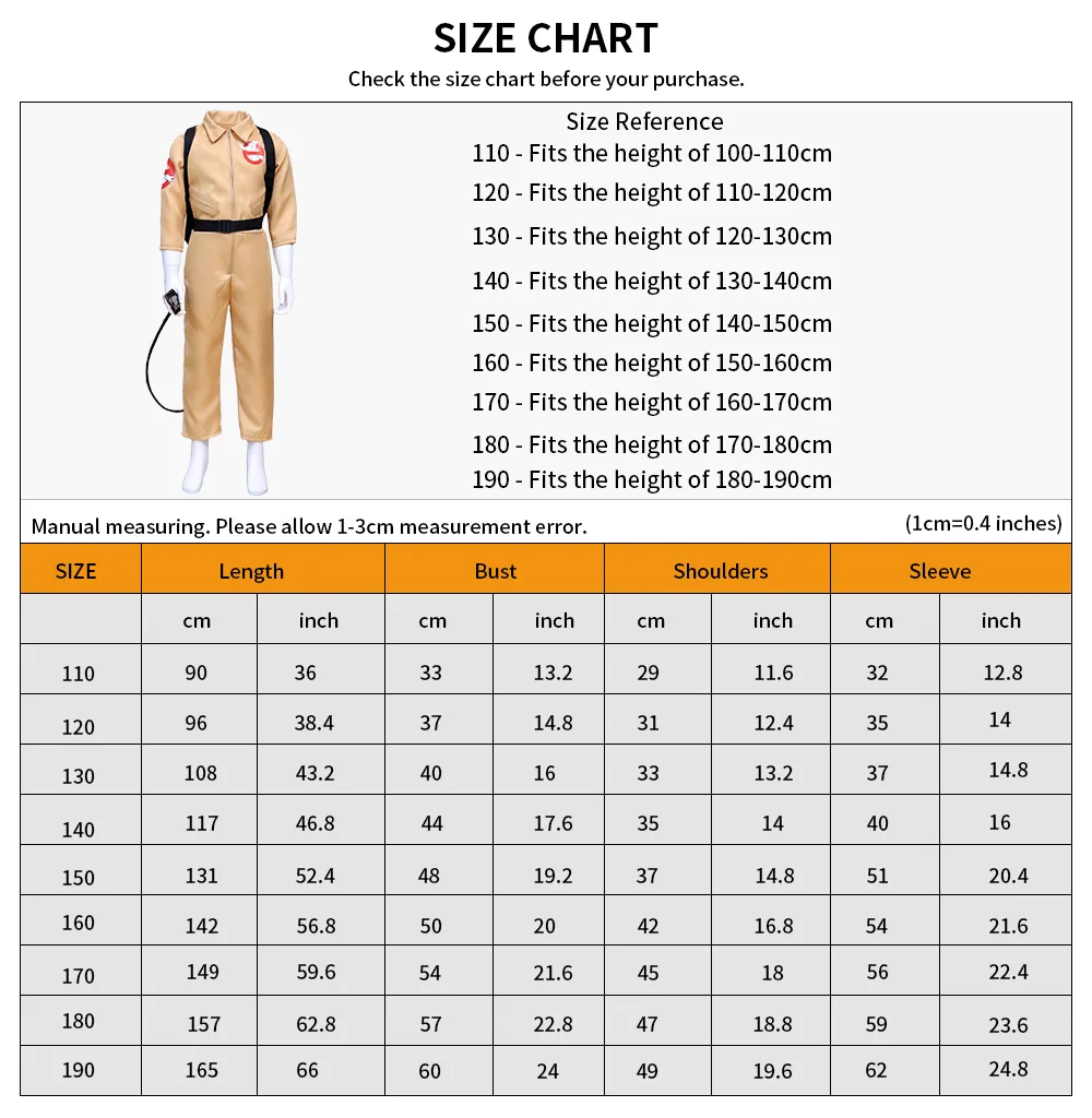 Children's Ghostbusters COS costume Halloween battle robe birthday party performance costume for boys and girls to choose from