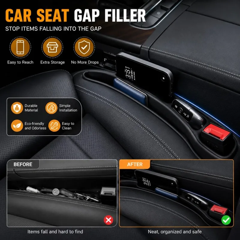 For BMW E87 E81 F20 F21 E36 E46 E90 E91 E92 E93 F30 F31 E39 E60 Car Seat Gap Filler Between Seats Crevice Interior Accessories