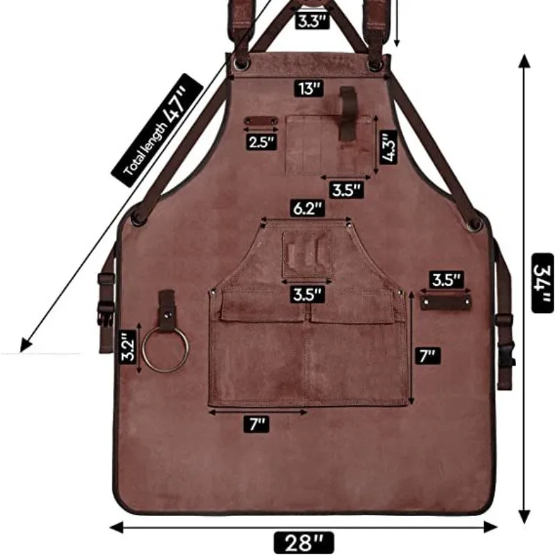 New Woodworking Apron Retro, Waxed, Handsome, Waterproof, Thickened Canvas Workwear, Horticultural Auto Repair