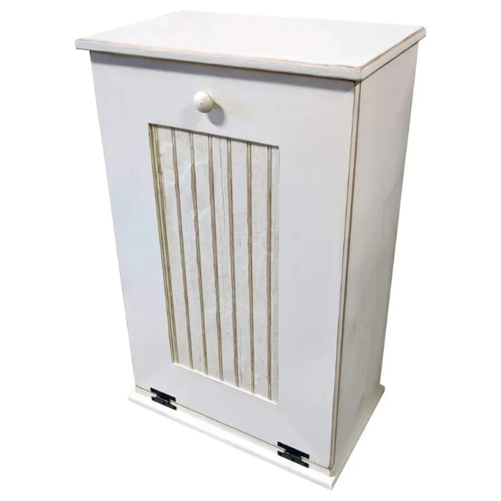 عرض ساخن!-حامل سلة المهملات الخشبي المائل (قديم - أبيض كوخ)-جديد