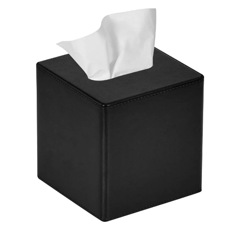 Offre spéciale-couvercle de boîte à mouchoirs carré en cuir PU support de boîte à mouchoirs pour commode décor de salle de bain