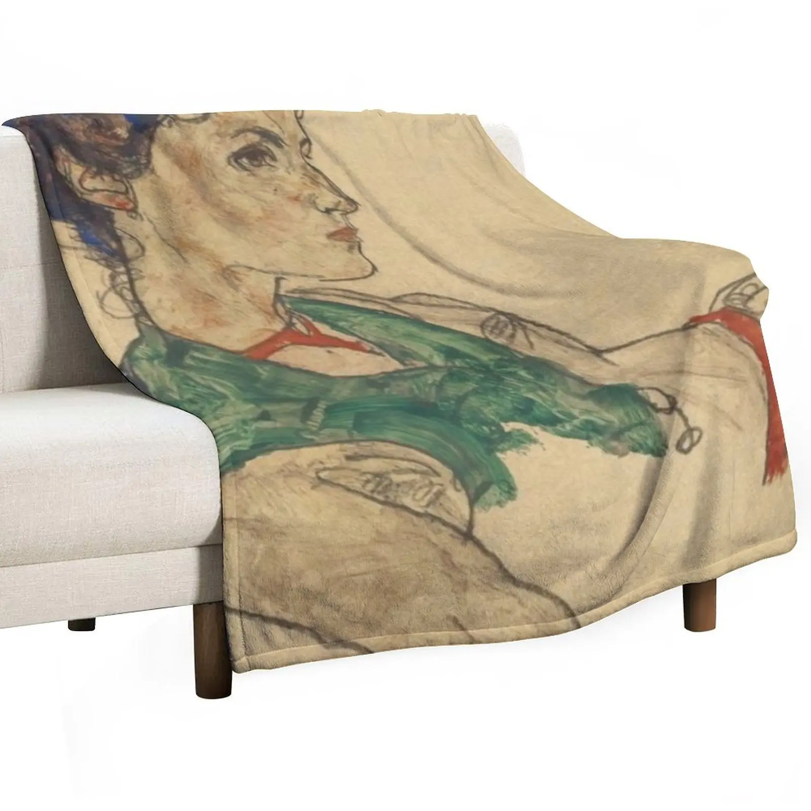 Portrait rhe young madame schiele by egone schiele Throw Blanket Luxury Thicken Sofas Blankets