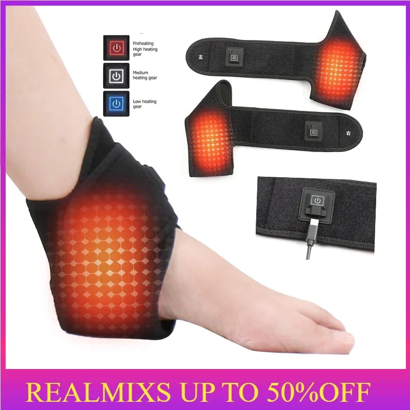 

Electric Heated Ankle Support Wrap Warmer 3 Gear Temperature Adjustable Ankle Brace Protector for Ankle Injuries Pain Relief