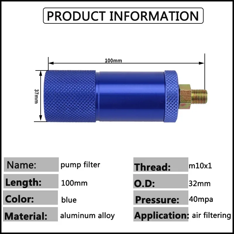 Handpomp Luchtfilter Pcp Water-Olie Separator Filtering Met M10x1 Discussie Quick Connector 50Cm Hoge Druk Slang