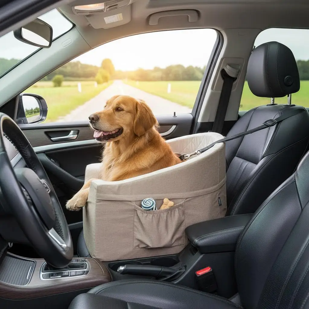 

Дорожная кровать для животных 22x19x13 дюймов для маленьких и средних собак, щенков, для путешествий, автомобиля, дома, коричневая, с мягким губчатым наполнителем, карманом для хранения, размер S