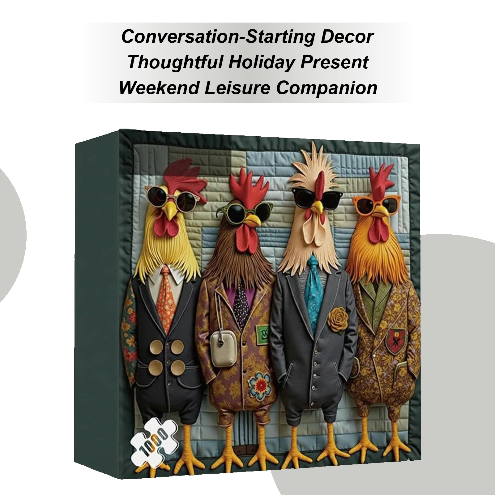 

Пазлы с животными, настенные рисунки с петухом и солнцезащитными очками, сложные пазлы с куриными животными для энтузиастов, гостиной, спальни, офиса