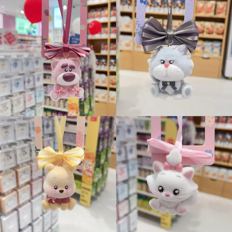 Cute Winnie The Pooh Cartoon Keychain Sitting Strawberry Bear Figure Backpacks Hanging Ornament Car Keys Decor Gift Idea