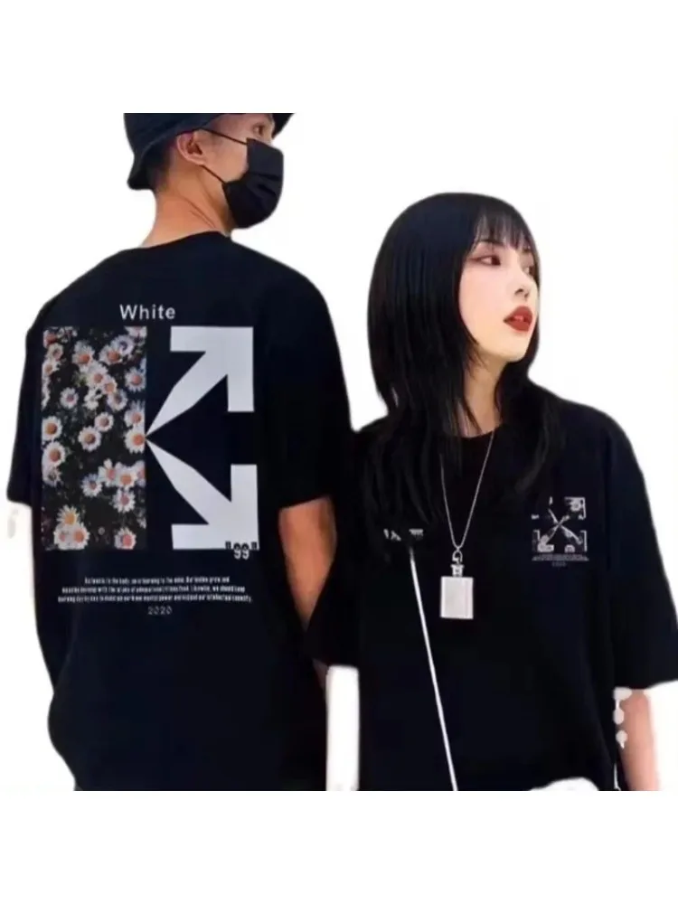 2024 Fashion Style Short Sleeve T-Shirt Summer Ladies Harajuku Hip Hop Couple Brand Cotton Top Streetwear Streetwear T-Shirt