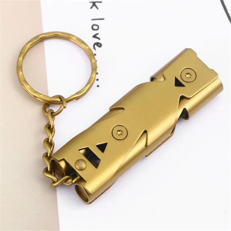 Dual-Tube Survival Whistle Draagbare Aluminium Veiligheidsfluitje Voor Outdoor Wandelen Camping Survival Noodsituatie Sleutelhanger Multitool