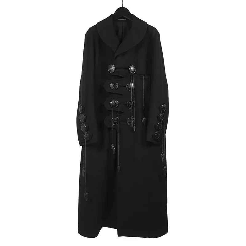 

YOJI OOAK dark style personality design sense front double-breasted coat men's chain decoration