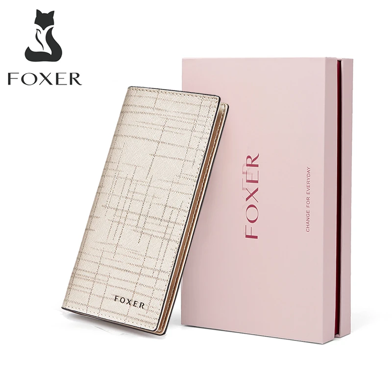 

FOXER Women Leather Wallet Long Purse Card Holder for Lady New Year Gift for Girlfriend Mom Lover