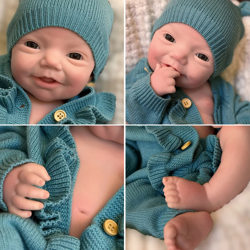 Aizwa1 18 Inch Silicone Bebe Newborn Girl Handmade Lifelike Soft Touch Newborn Baby Doll For CHildren Birthday Gifts