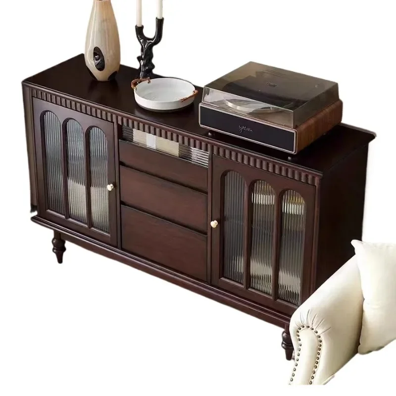 

Nordic solid wood dining side cabinet, modern and simple, living room wall storage high cabinet, household storage wine cabinet