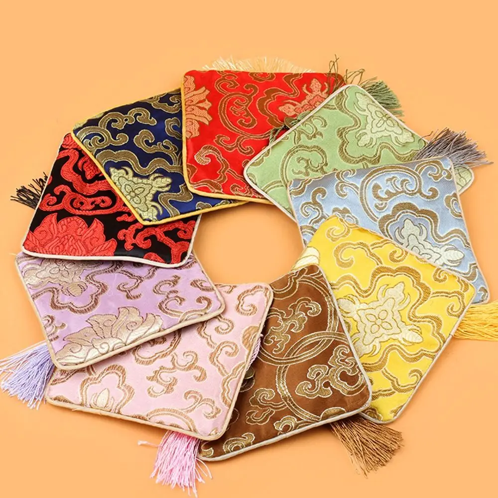 Embroidery Flower Pattern Jewelry Packaging Chinese Style Coin Purse Silk Jewelry Organizer Jewelry Storage Bag Brocade Pouch