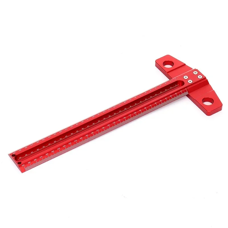 

300/400/500mm Woodworking Line Scriber T-type Ruler 1mm Hole Crossed Ruler Aluminum Alloy Marking Gauge