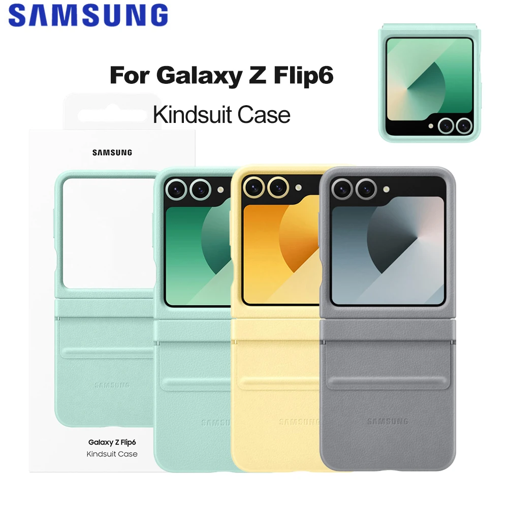 

Original Samsung Galaxy Z Flip6 Kindsuit Case Z Flip6 Smartphone Cover Vegan Leather Protective Case EF-VF741