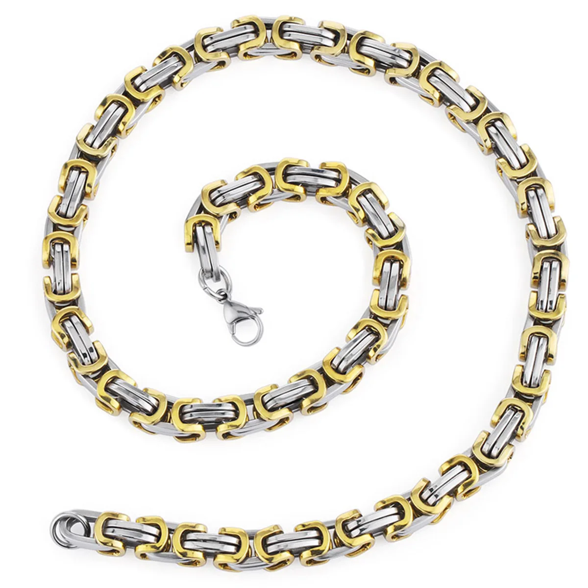 Schwere byzantinische lange Kette Halsketten Edelstahl starke dicke Gliederkette Halskette Hip Hop Punk männlichen Schmuck für Männer Rapper – Detail 3